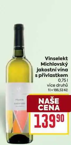 Billa Vinselekt Michlovský jakostní vína s přívlastkem 0,75l nabídka