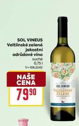 Billa SOL VINEUS Veltlínské zelené jakostní odrůdové víno suché 0,75l nabídka