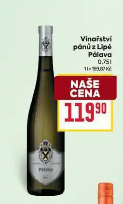 Billa Vinařství pánů z Lipé Pálava 0,75l nabídka