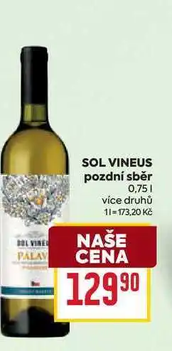 Billa SOL VINEUS pozdní sběr 0,75l nabídka