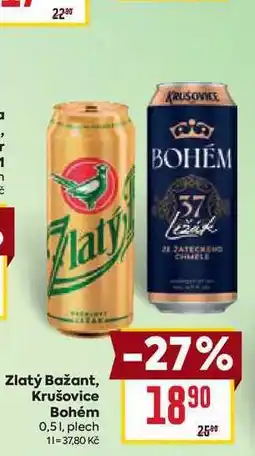 Billa Krušovice Bohém 0,51, plech nabídka