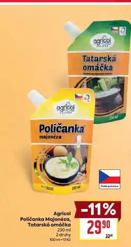 Billa Agricol Poličanka Majonéza, Tatarská omáčka 230 ml nabídka