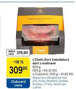 Tesco L'Chefs Dort čokoládový dort s malinami, 600 g nabídka