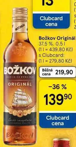 Tesco Božkov Originál 37.5 %, 0.5 l nabídka