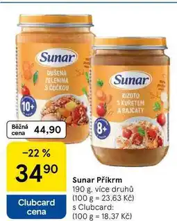 Tesco Sunar Příkrm, 190 g, více druhů nabídka