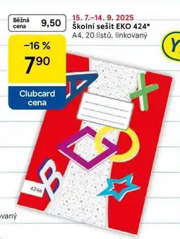 Tesco Školní sešit EKO 424, A4, 20 listů, linkovaný nabídka