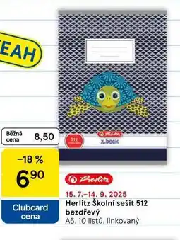 Tesco Herlitz Školní sešit 512 bezdřevý, A5, 10 listů, linkovaný nabídka
