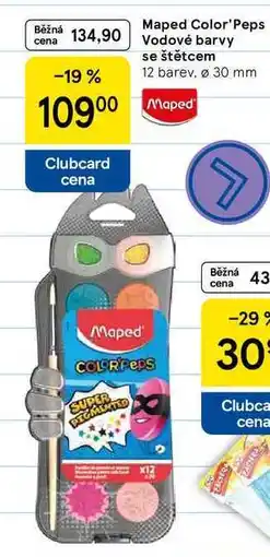 Tesco Maped COLOR'Peps vodové barvy se štětcem, 12 barev, průměr 30 mm nabídka