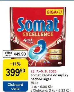 Tesco Somat Kapsle do myčky nádobí Giga+, 75 ks nabídka