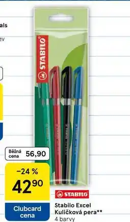 Tesco Stabilo Excel Kuličková pera, 4 barvy nabídka