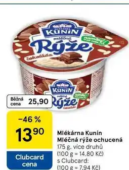 Tesco Mlékárna Kunín Mléčná rýže ochucená, 175 g nabídka