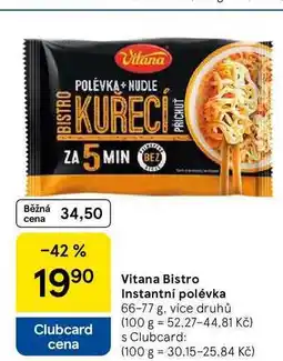 Tesco Vitana Bistro Instantní polévka, 66-77 g, více druhů nabídka