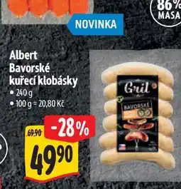 Albert Albert Bavorské kuřecí klobásky Gril 240g nabídka