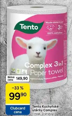 Tesco Tento Kuchyňské utěrky Complex, 1 role. 3 vrstvy nabídka