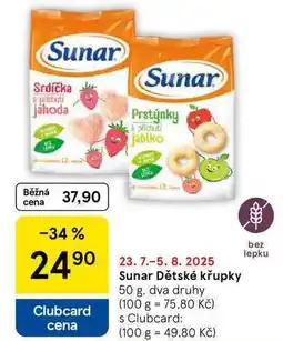 Tesco Sunar Dětské křupky, 50 g, dva druhy nabídka