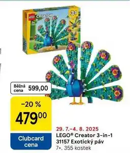Tesco LEGO Creator 3-in-1 31157 Exotický páv 7+, 355 kostek nabídka