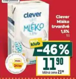 Billa Clever Mléko trvanlive 1.5% nabídka