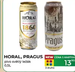Tamda Foods HORAL, PRAGUS pivo světlý ležák nabídka
