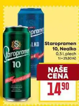 Billa Staropramen Nealko 0,51, plech nabídka