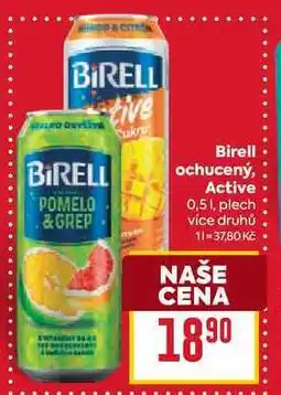 Billa Birell ochucený, Active 0,5l, plech nabídka