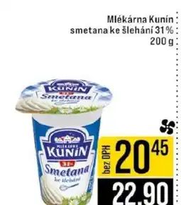 Jip Mlékárna Kunín Smetana ke šlehání 31% nabídka
