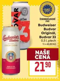 Billa Budweiser Budvar Original Budvar 33 nabídka