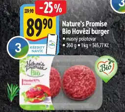 Albert NATURE'S PROMISE Bio hovězí burger nabídka