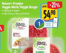 Albert NATURE'S PROMISE veggie mleté/veggie burger nabídka