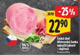 Albert Česká chuť Mistrovská šunka nejvyšší jakosti - vepřová nabídka