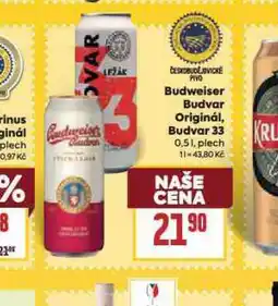 Billa Pivo budweiser budvar original nabídka