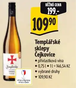 Albert Templářské sklepy Čejkovice nabídka