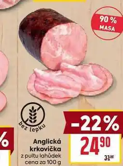 Billa Anglická krkovička z pultu lahůdek cena za 100g nabídka