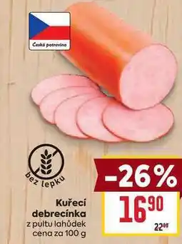 Billa Kuřecí debrecínka z pultu lahůdek cena za 100g nabídka