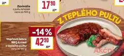 Billa Vepřová žebra BBQ & med z teplého pultu cena za 100g nabídka