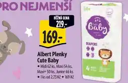 Albert Albert Plenky Cute Baby Midi 62 ks, Maxi 54 ks, Maxi+ 50 ks, Junior 46 ks nabídka