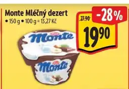 Albert Monte mléčný dezert nabídka