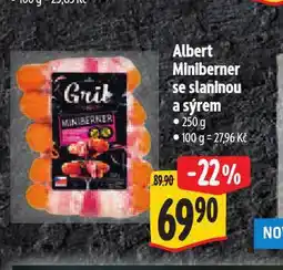 Albert Miniberner se slaninou a sýrem nabídka