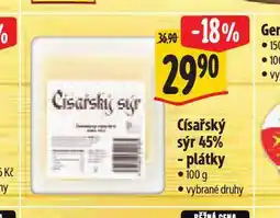 Albert Císařský sýr 45% plátky nabídka