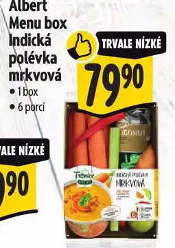 Albert Albert menu box indická mrkvová polévka nabídka