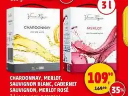 Penny Market CHARDONNAY, MERLOT, SAUVIGNON BLANC, CABERNET SAUVIGNON, MERLOT ROSÉ, 3 l nabídka