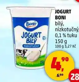 Penny Market JOGURT BONI bílý, nízkotučný. 0,1% tuku, 150 g nabídka