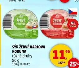 Penny Market SÝR ŽERVÉ KARLOVA KORUNA různé druhy, 80 g nabídka