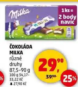 Penny Market ČOKOLÁDA MILKA různé druhy, 87,5-90 g nabídka