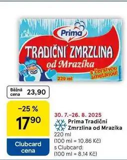 Tesco Prima Tradiční Zmrzlina od Mrazíka, 220 ml nabídka