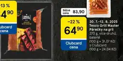 Tesco Tesco Grill Master Párečky na gril, 270 g nabídka