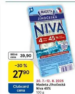 Tesco Madeta Jihočeská Niva 45%, 100g nabídka