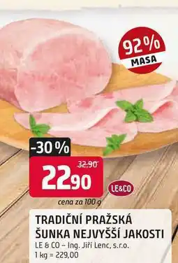 Trefa LE&CO TRADIČNÍ PRAŽSKÁ ŠUNKA NEJVYŠŠÍ JAKOSTI 100g nabídka