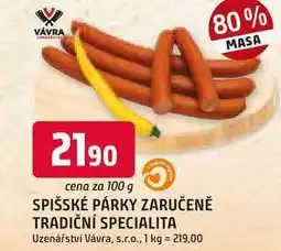 Trefa SPIŠSKÉ PÁRKY 100g nabídka