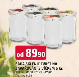 Trefa SADA SKLENIC TWIST NA ZAVAŘOVÁNÍ S VÍČKEM 6 ks 300 ml nabídka