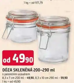 Trefa DÓZA SKLENĚNÁ s patentním uzávěrem 8,3 x 7 cm 200 ml nabídka